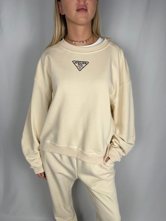 Felpa con Logo Vicolo Crema