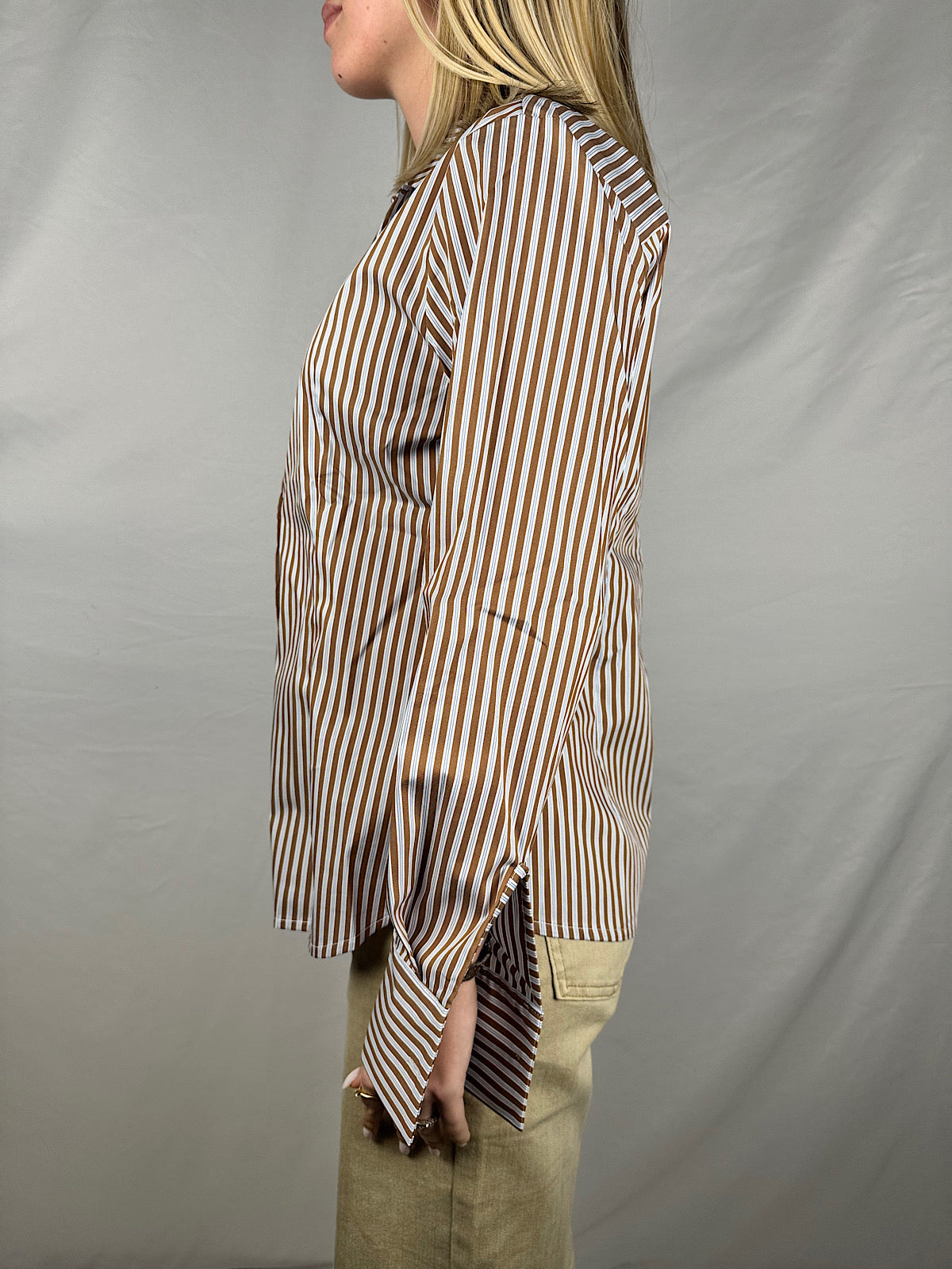 Camicia Gessata Marrone Susy-Mix