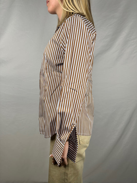 Camicia Gessata Marrone Susy-Mix