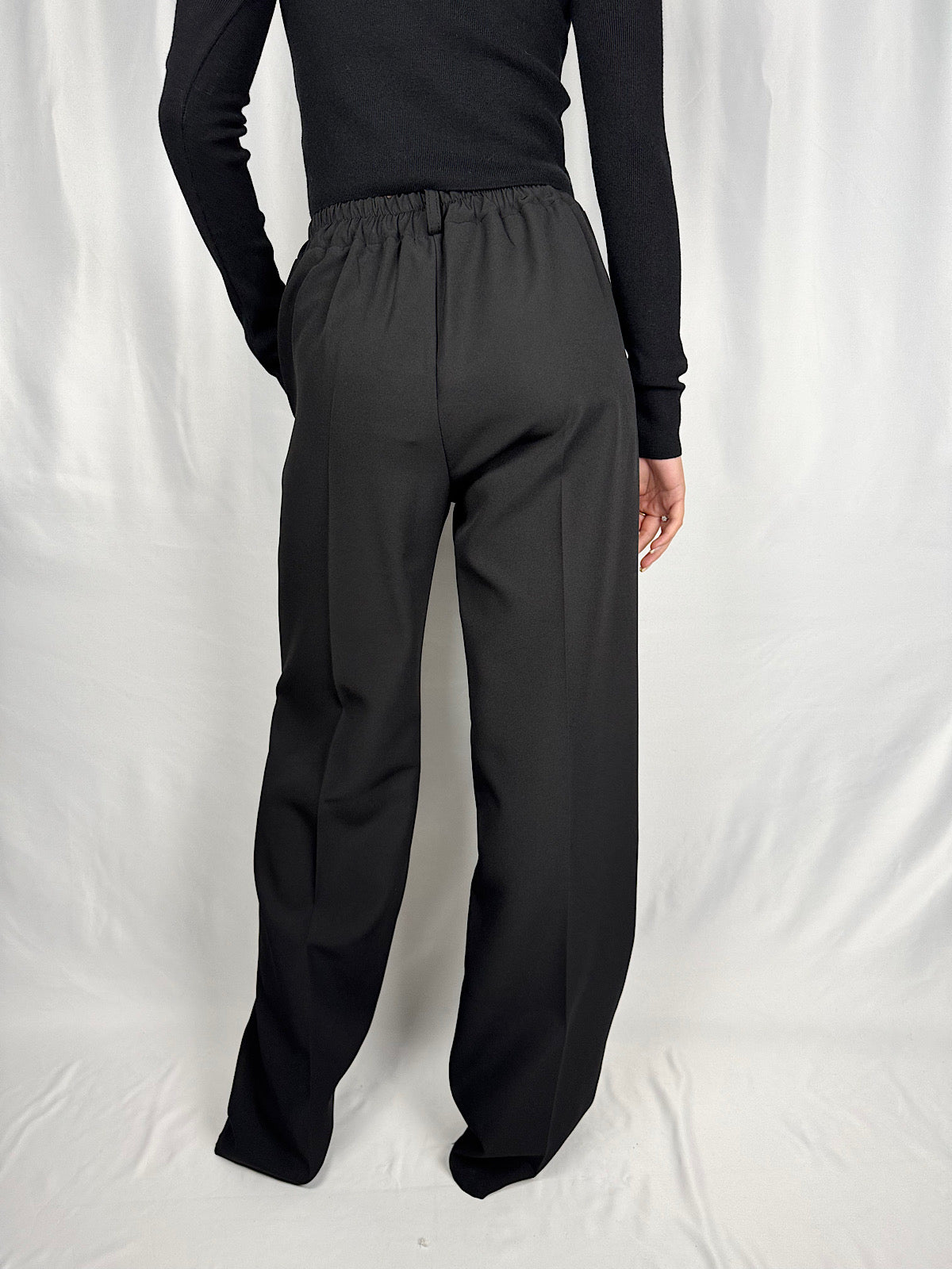 Pantalone Basic Dritto con Elastico Nero Armonia