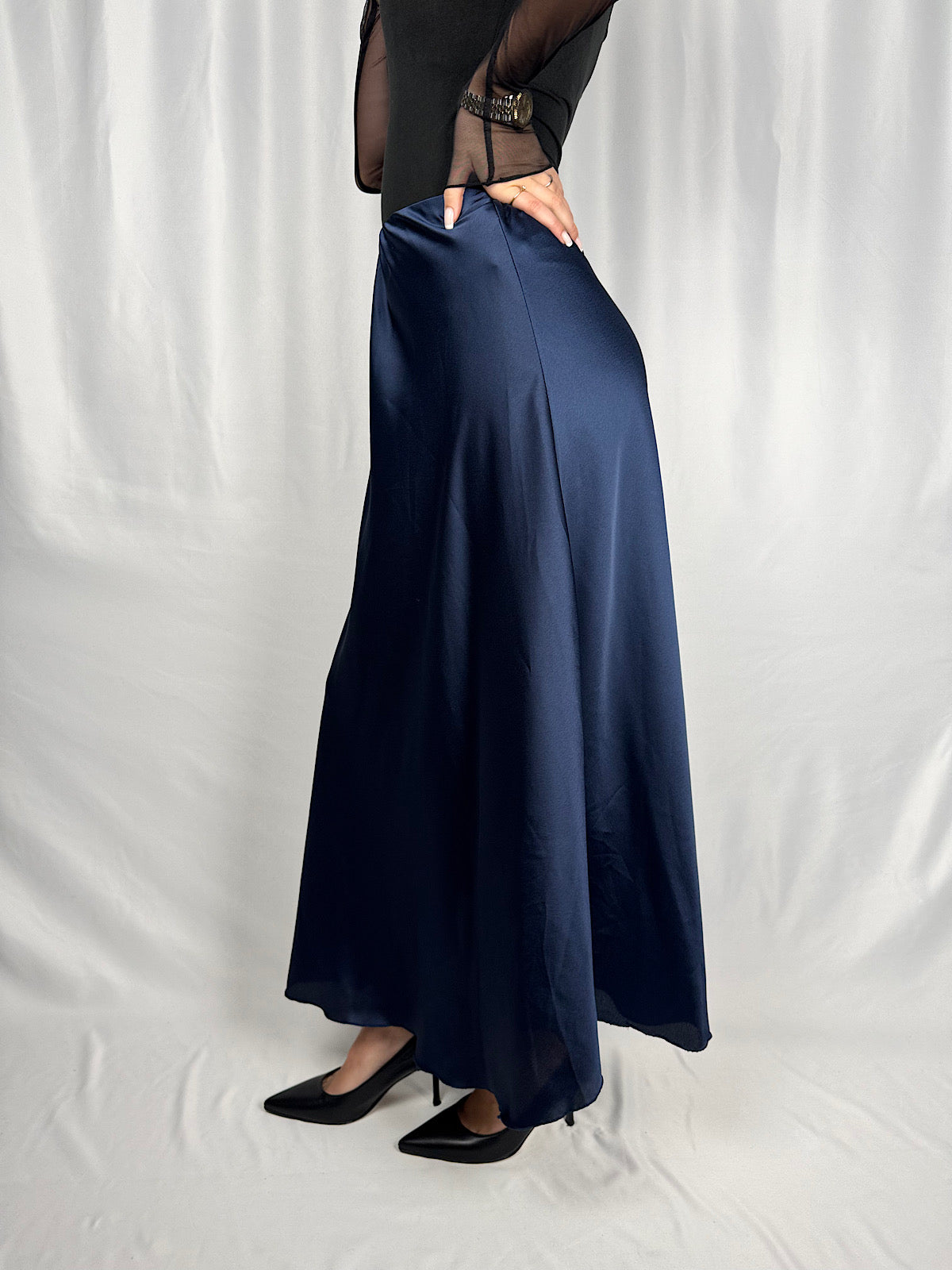 Gonna Effetto Satin Blu Armonia