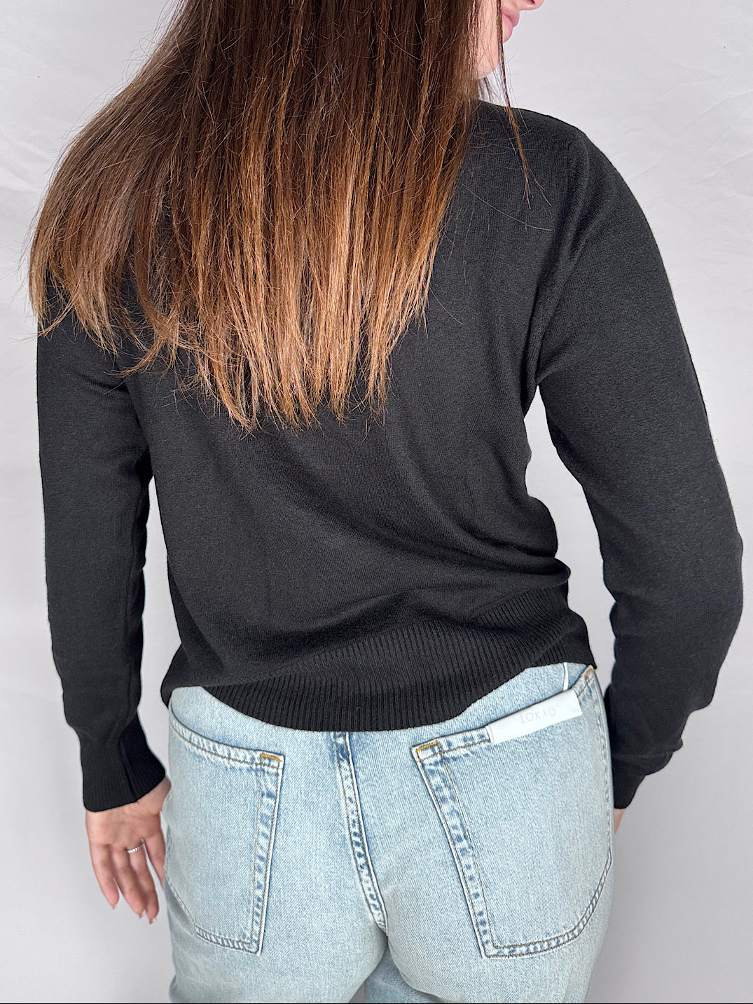 Cardigan Coreana Bottoni Gioiello Susy Mix Nero