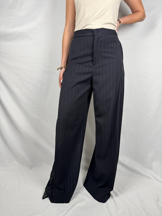 Pantalone Palazzo Gessato Blu Vicolo