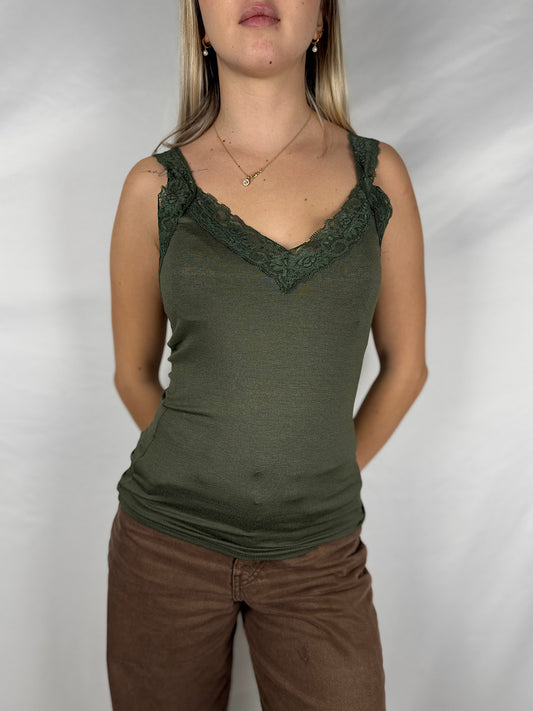 Canotta Pizzo Verde Militare Susy Mix