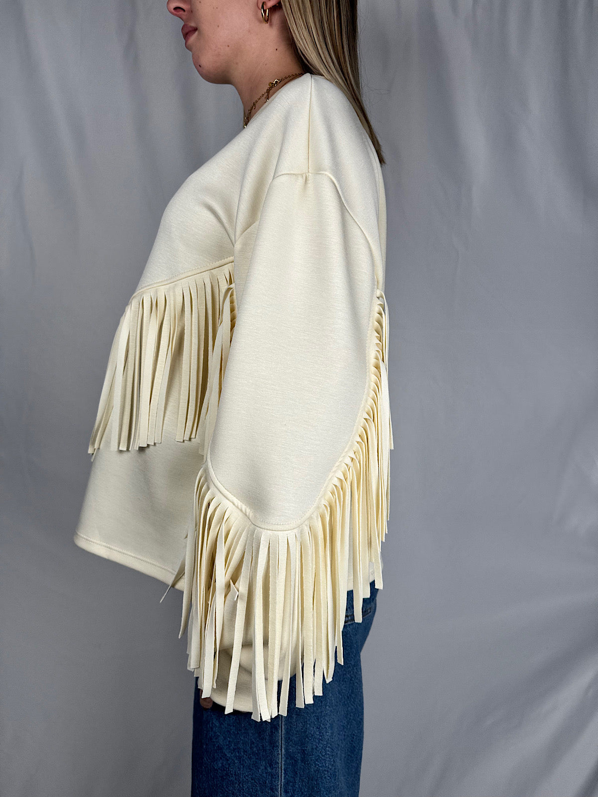 Felpa con Frange Panna Armonia