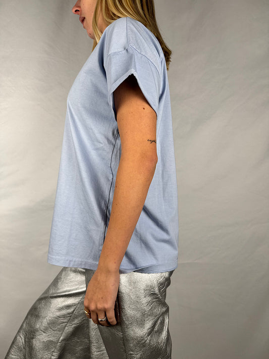 T-Shirt Girocollo Azzurro Pastello Tensione-In