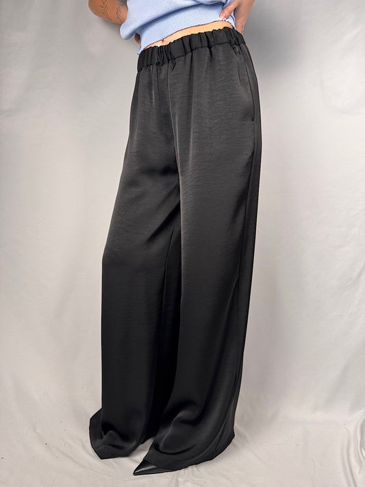 Pantalone Fluido Satin Nero Vicolo