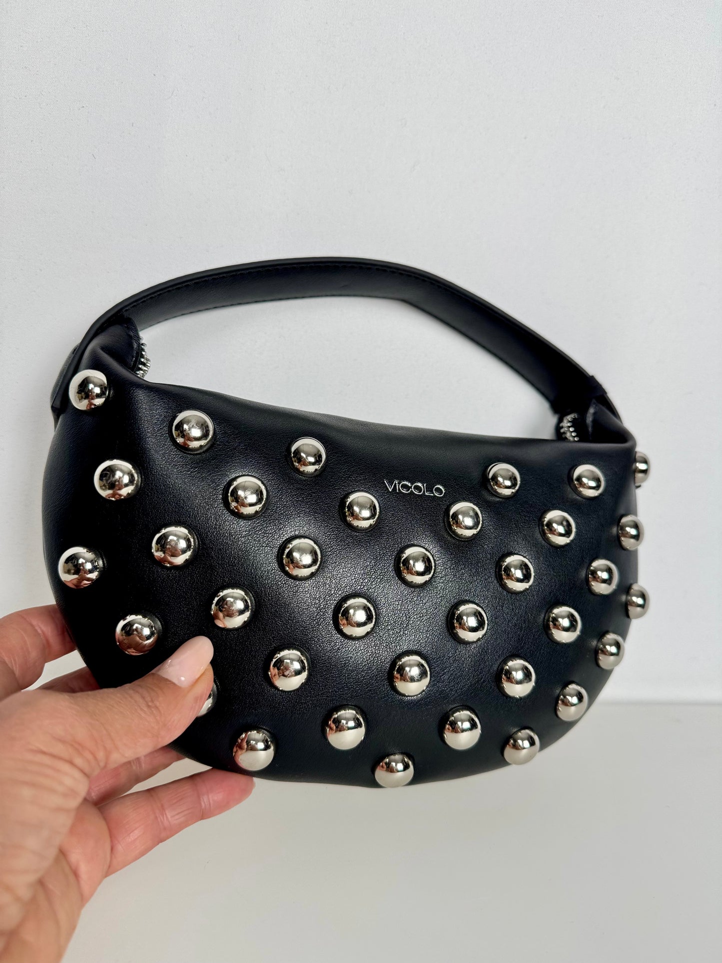 Borsa Croissant Studded Nera Vicolo