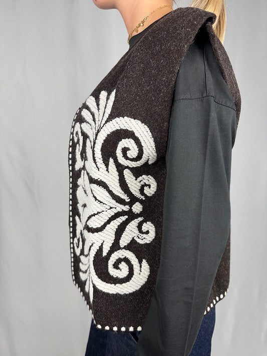 Gilet Maglia con Ricamo Tensione-In Moro