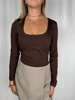 Body Basic Scollo Quadro Marrone Armonia