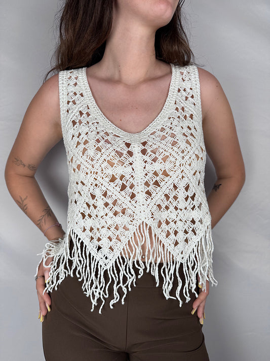Top Crochet con Frange Vicolo Burro