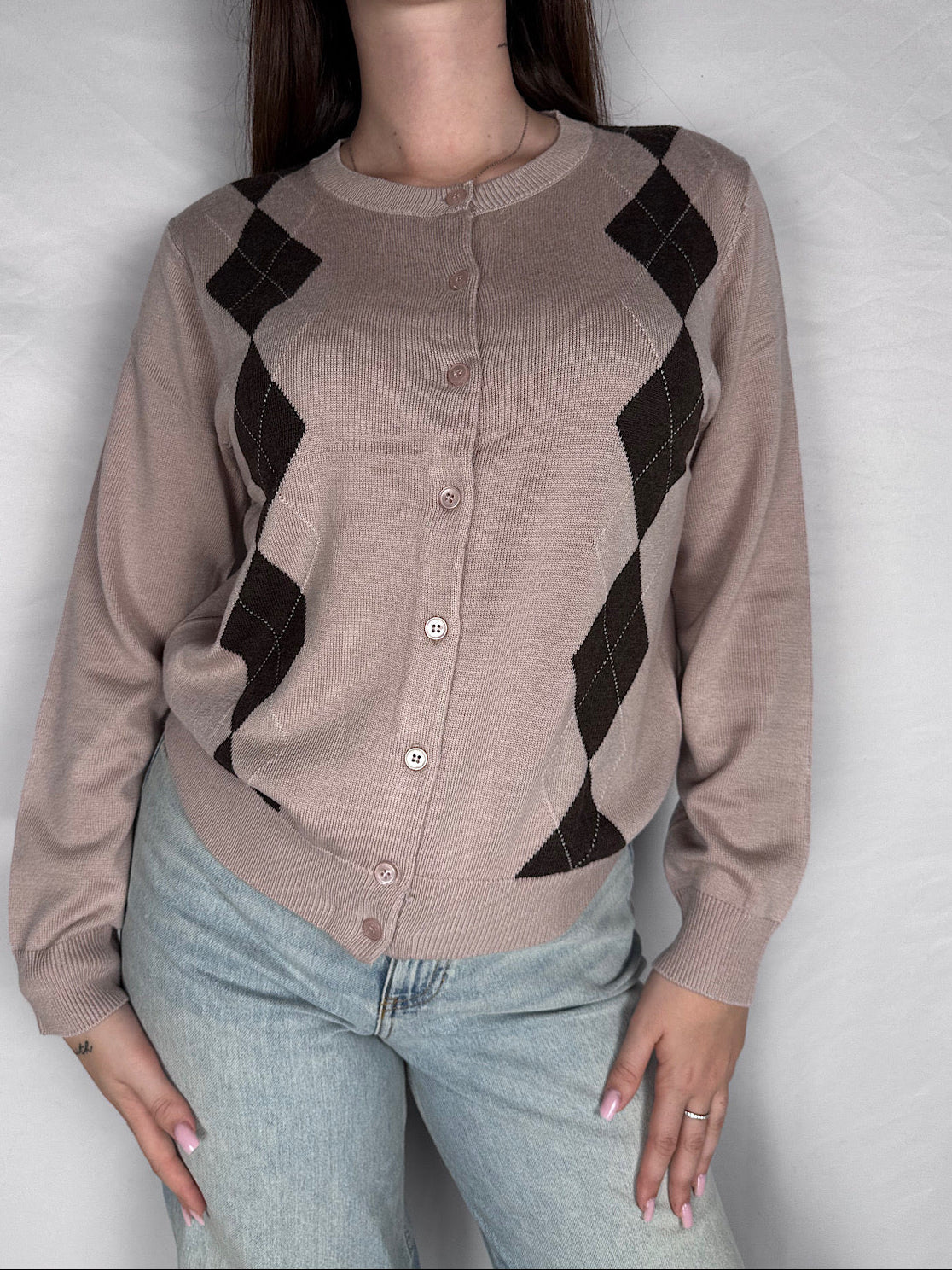 Cardigan Coreana Rombi Susy Mix Rosa