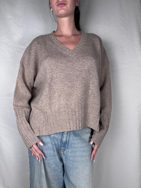 Maglia Scollo V Vicolo Beige Melange