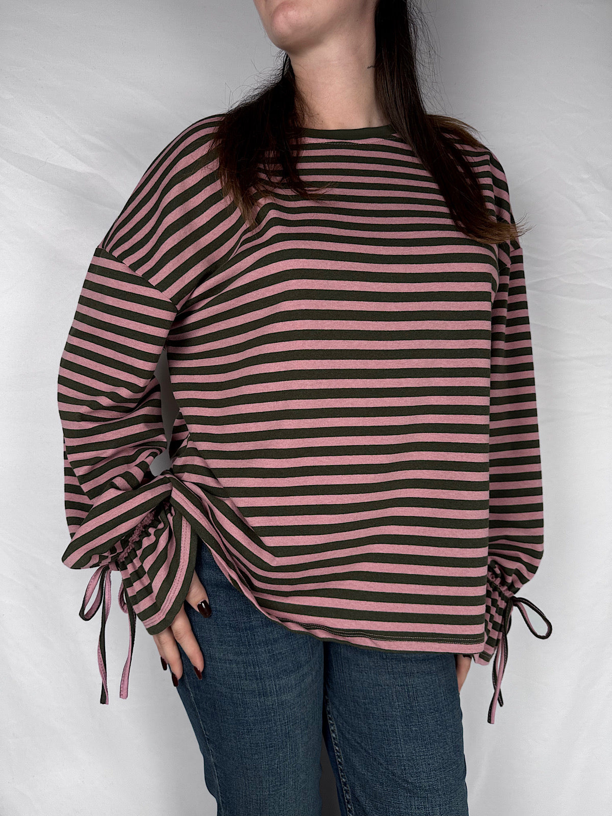 T-shirt Long Sleeve Candy Righe Armonia Verde/Rosa