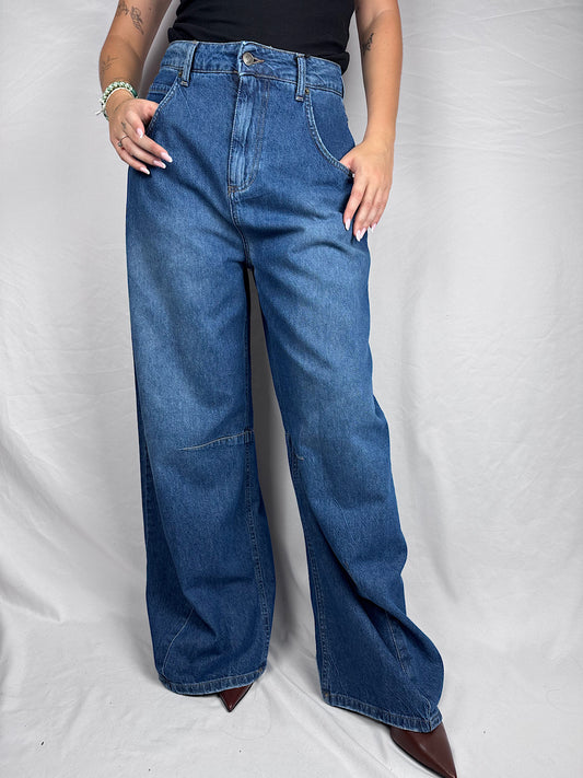 Jeans Ariel  Wide Leg  Tensione In Medium Blue