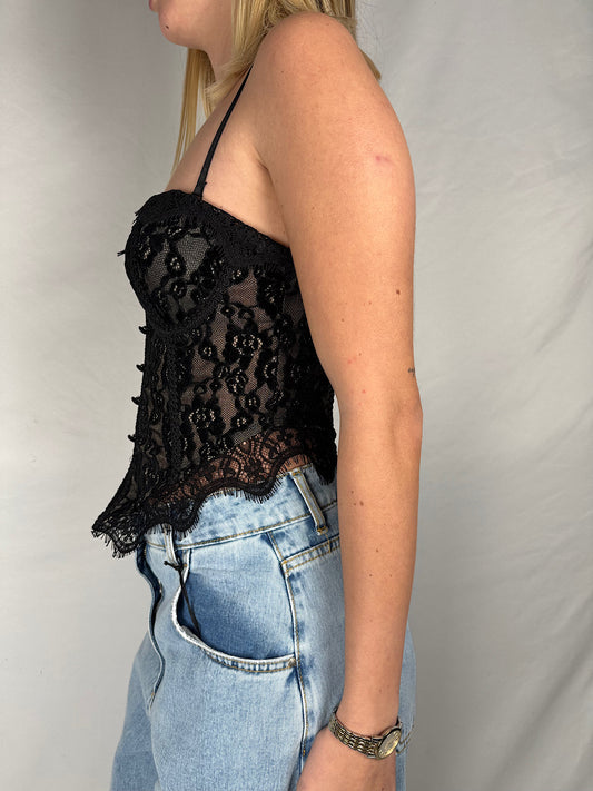 Top Bustier con Pizzo Armonia Nero