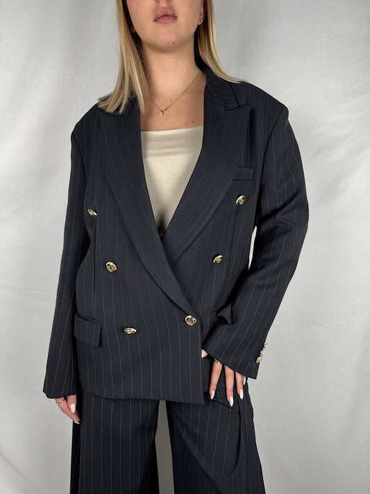 Giacca Doppiopetto Gessato Bottoni Dorati Vicolo