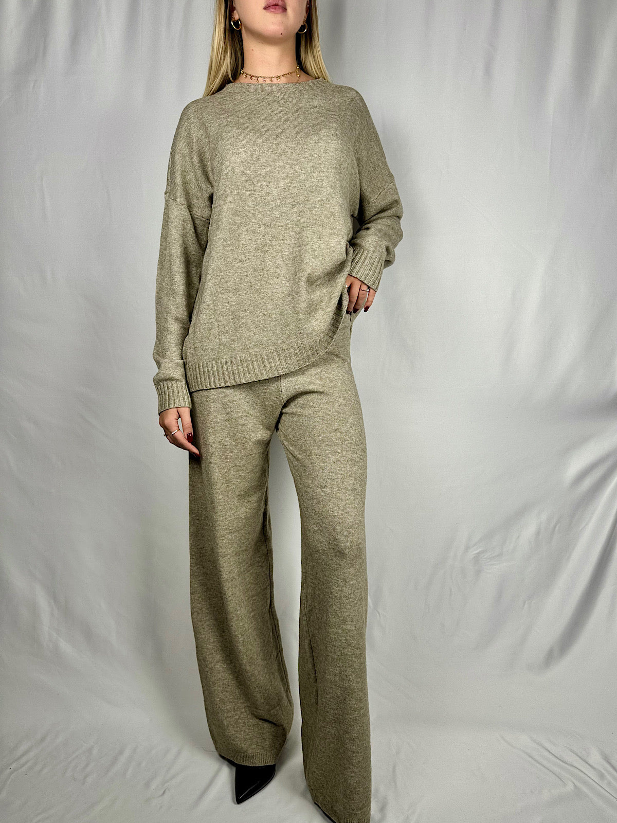 Tuta Maglia e Pantalone Beige Mélange Armonia