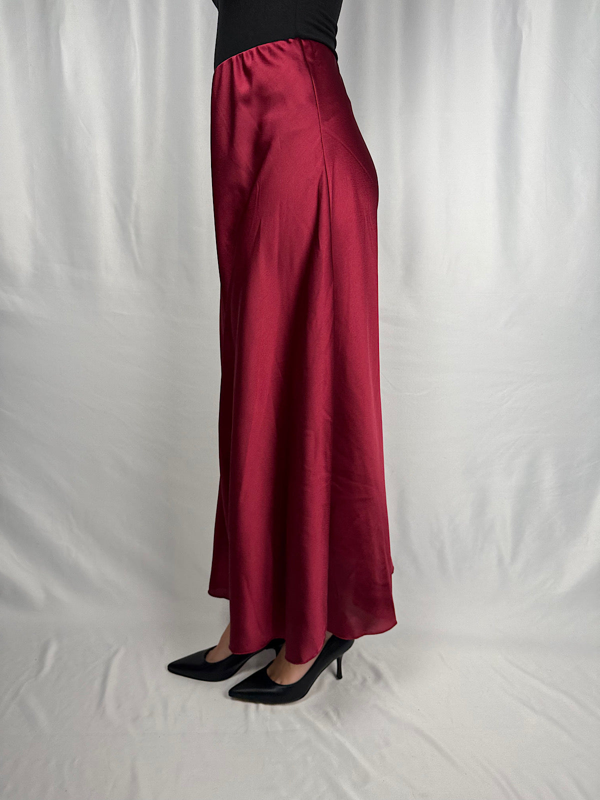 Gonna Effetto Satin Bordeaux Armonia