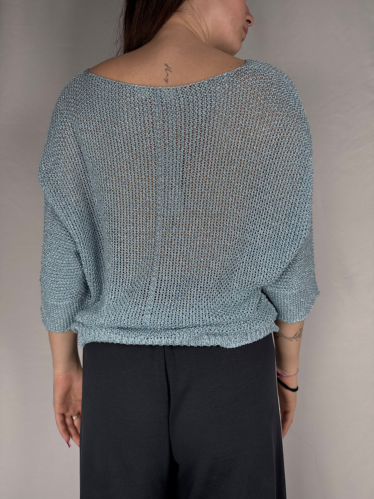 Maglia In Filo Lurex Armonia Azzurra Polvere
