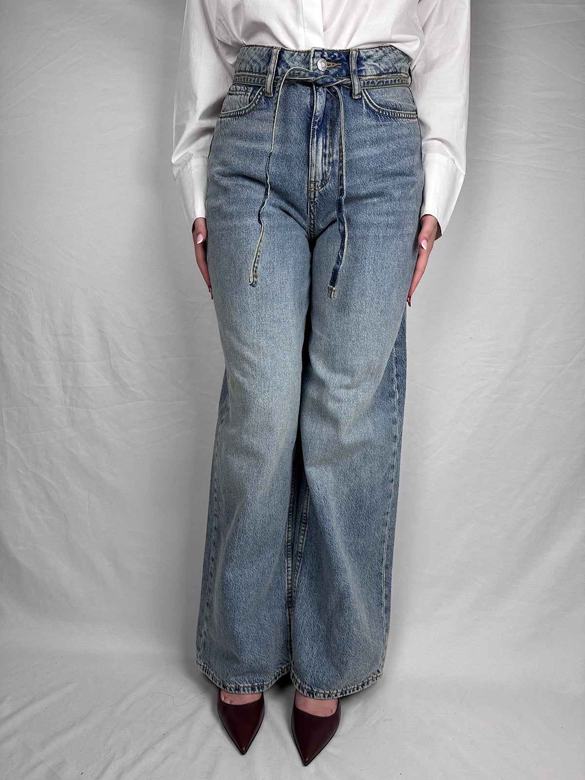 Jeans Wide Fit Con Cinturino JJXX Blue Denim