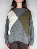 Maglia Rombi Tensione In Grigio/Panna/Militare