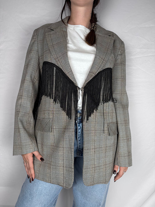 Giacca con Frange Vicolo Beige/Moro