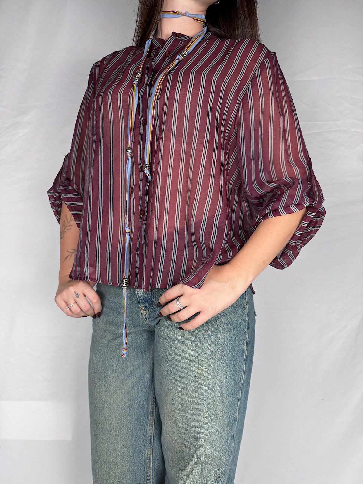 Camicia "Nomad" HaveOne con Collana Righe Bordeaux