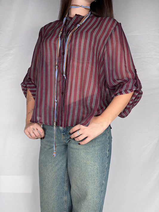 Camicia "Nomad" HaveOne con Collana Righe Bordeaux