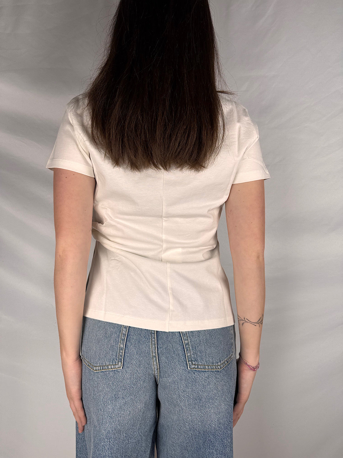 T-Shirt Mezza Manica Con Drappeggio Vicolo Bianca