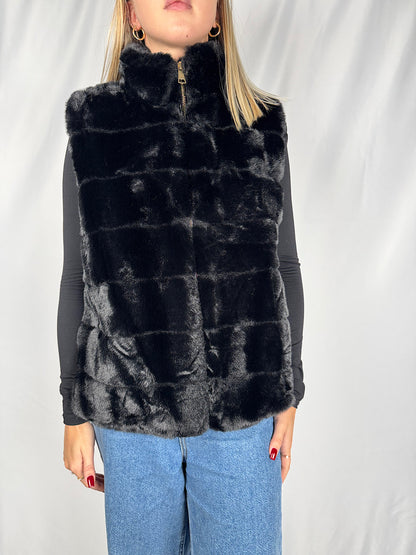 Gilet Eco-Pelliccia Nera Armonia