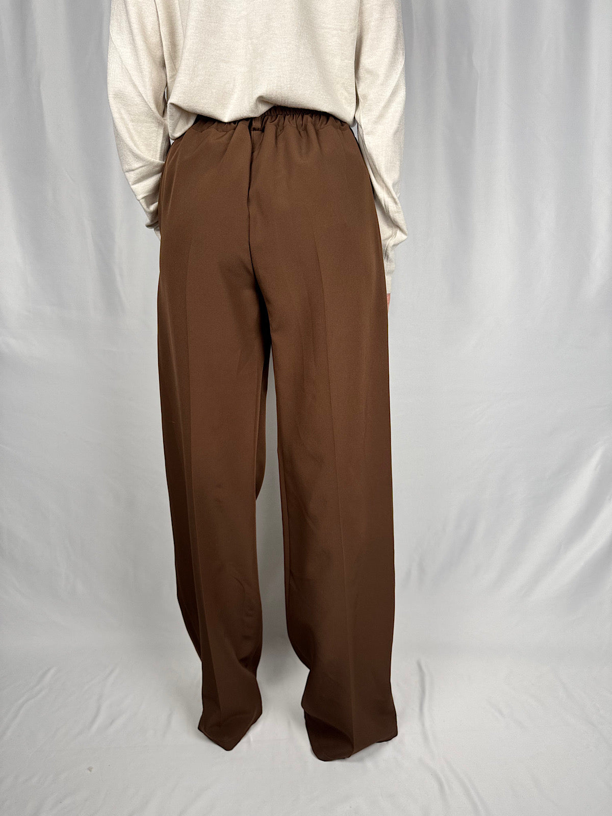 Pantalone Dritto con Elastico Armonia Tabacco