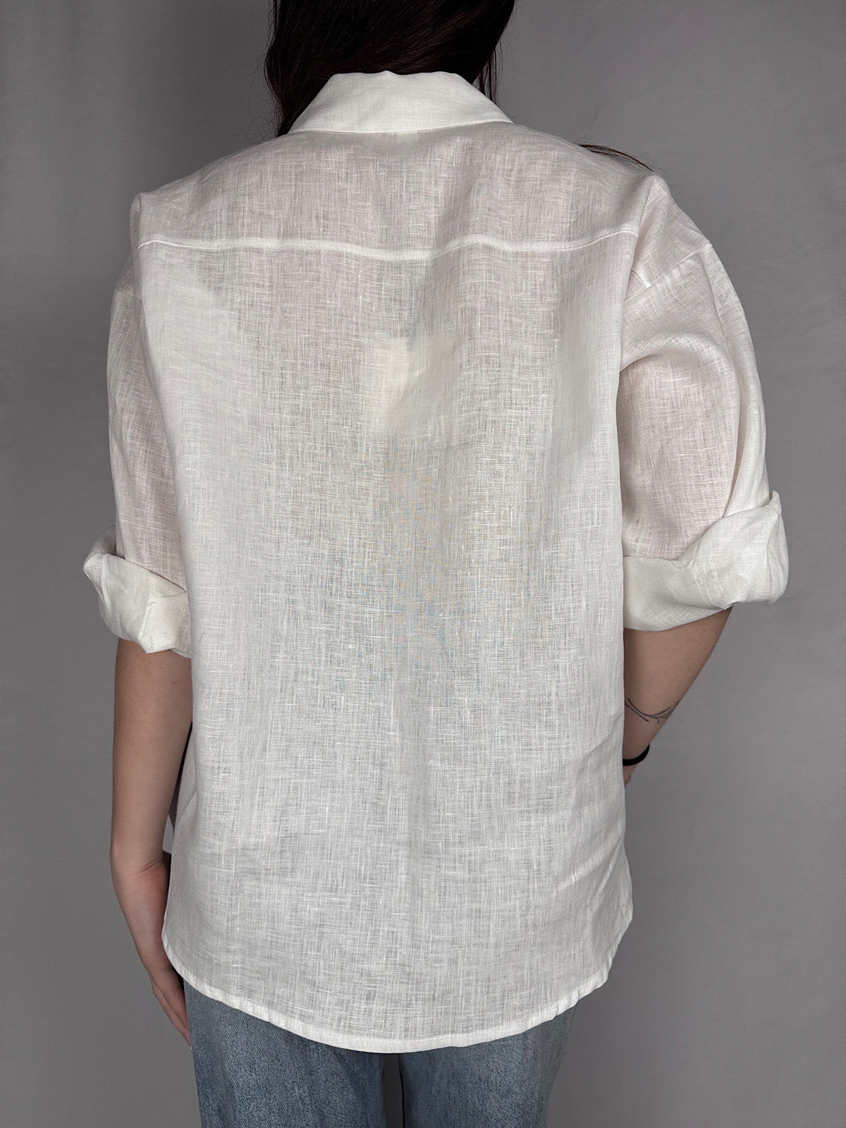 Camicia Dettaglio Pailletes Tensione in Bianca