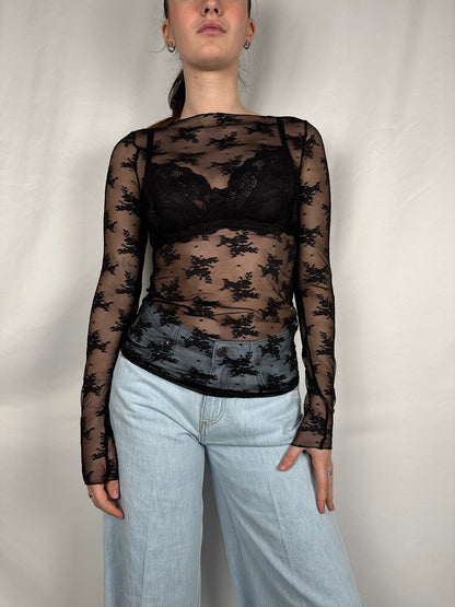 Maglia Basic in Pizzo  Armonia Nero