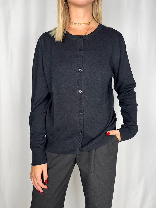 Cardigan Girocollo Nero Vicolo