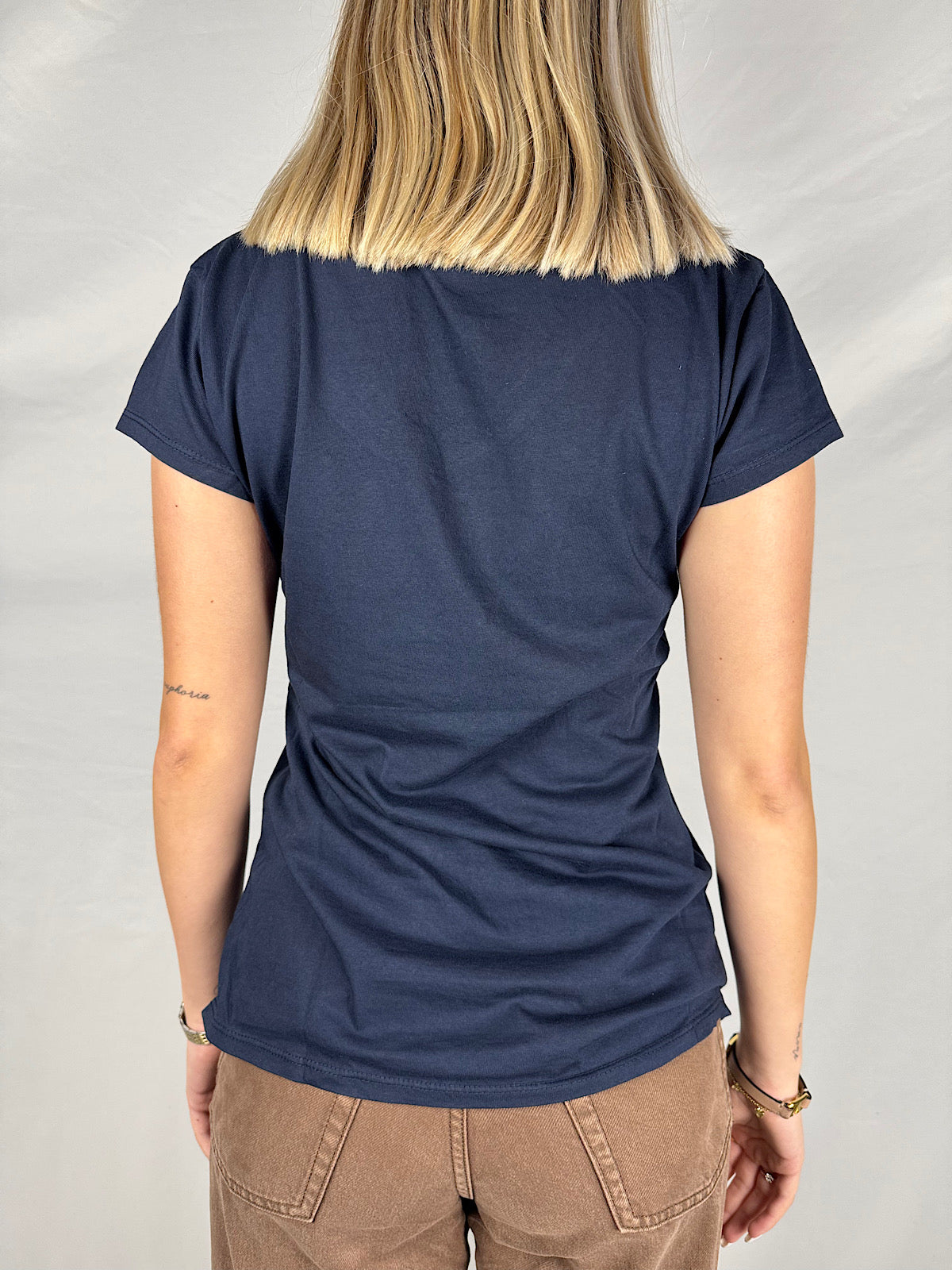 T-Shirt Basic Scollo a V Blu Susy Mix