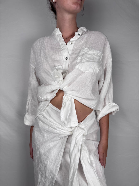 Camicia Lino Tensione In Bianca