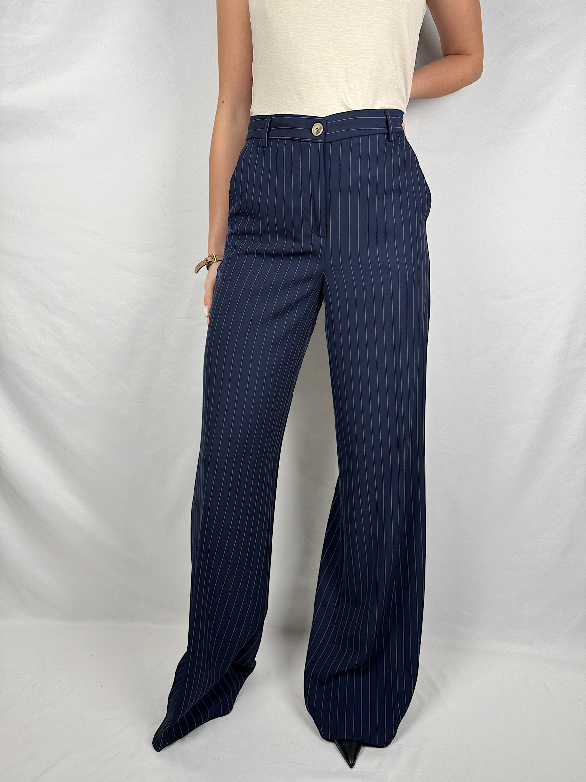 Pantalone Gessato Blu Vicolo