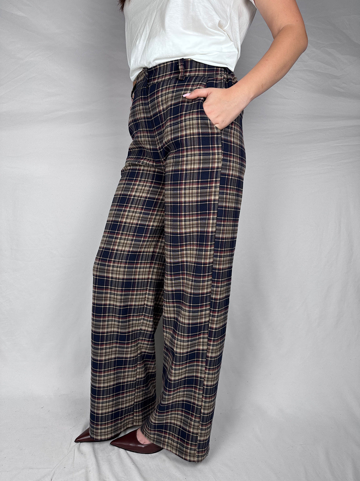 Pantalone Tailleur Scozzese Armonia Blu