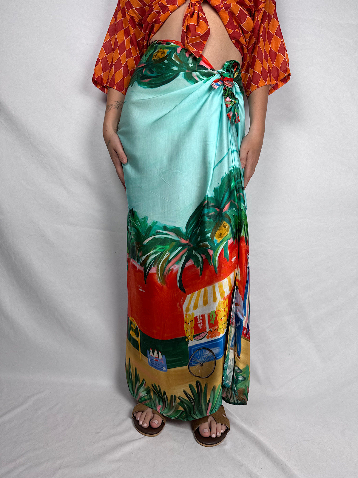 Gonna Pareo Lunga Tensione In Fantasia Tropicale