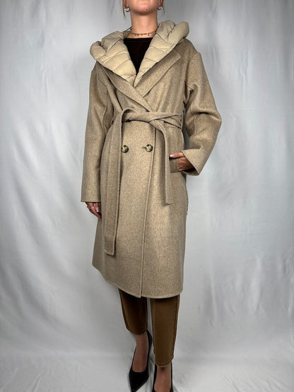 Cappotto con Inserti Piumino Beige Vicolo