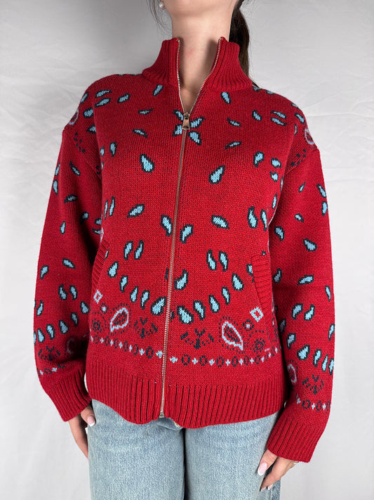 Cardigan Bomber Zip Bandana Tensione In Rosso