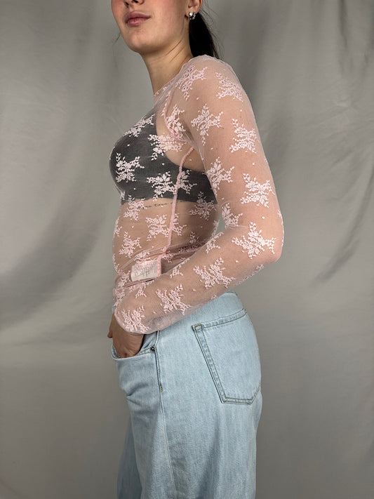 Maglia Basic in Pizzo  Armonia Rosa