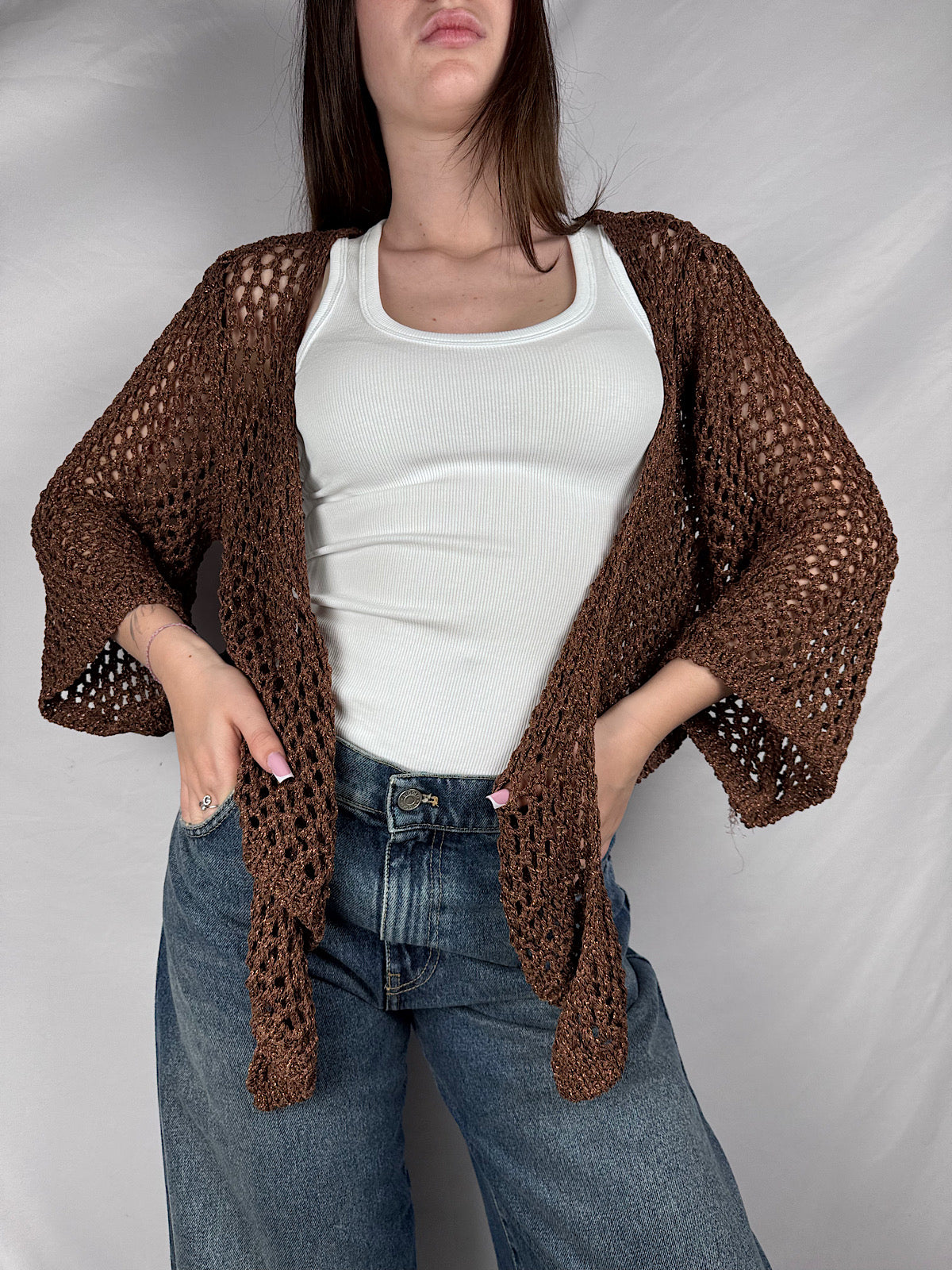 Cardigan Traforato Vicolo Tabacco