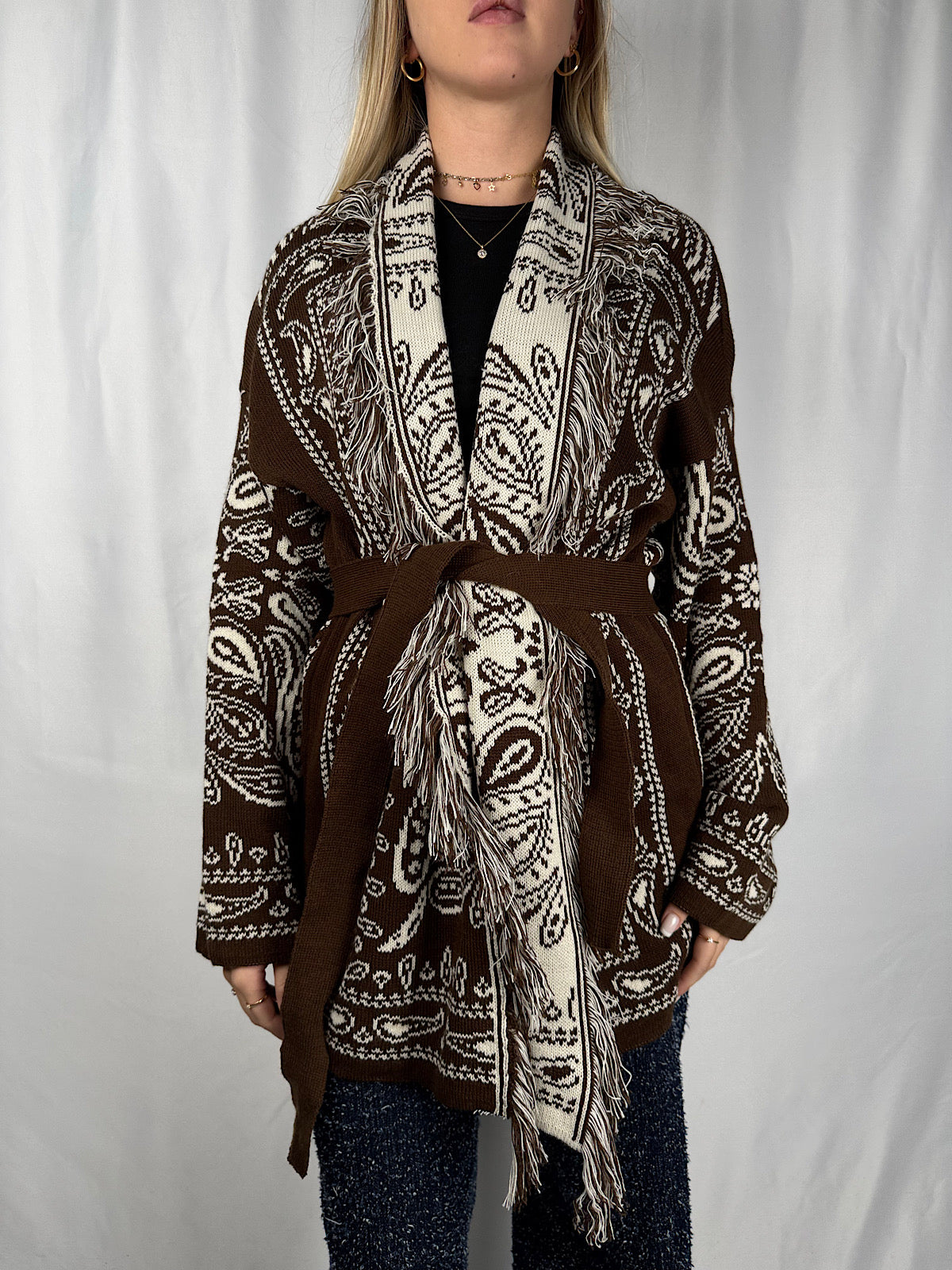 Cardigan Fantasia Bandana Marrone Armonia