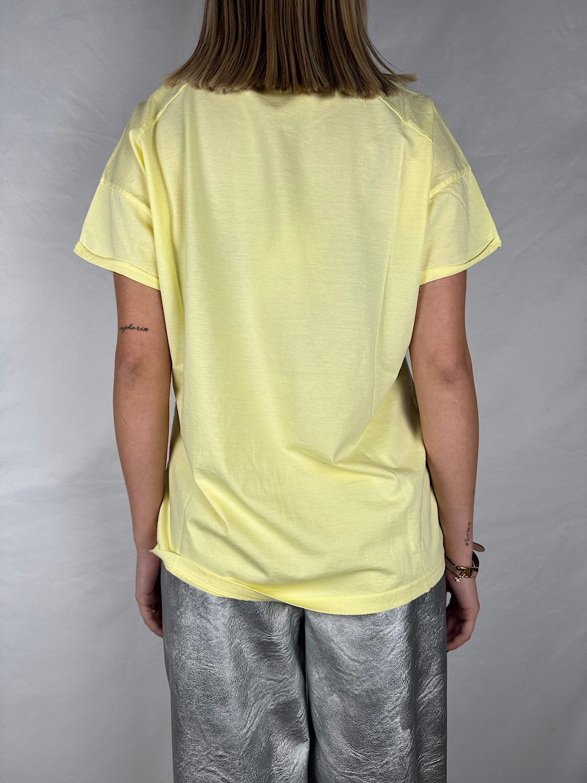 T-shirt Girocollo Giallo Pastello Tensione-In