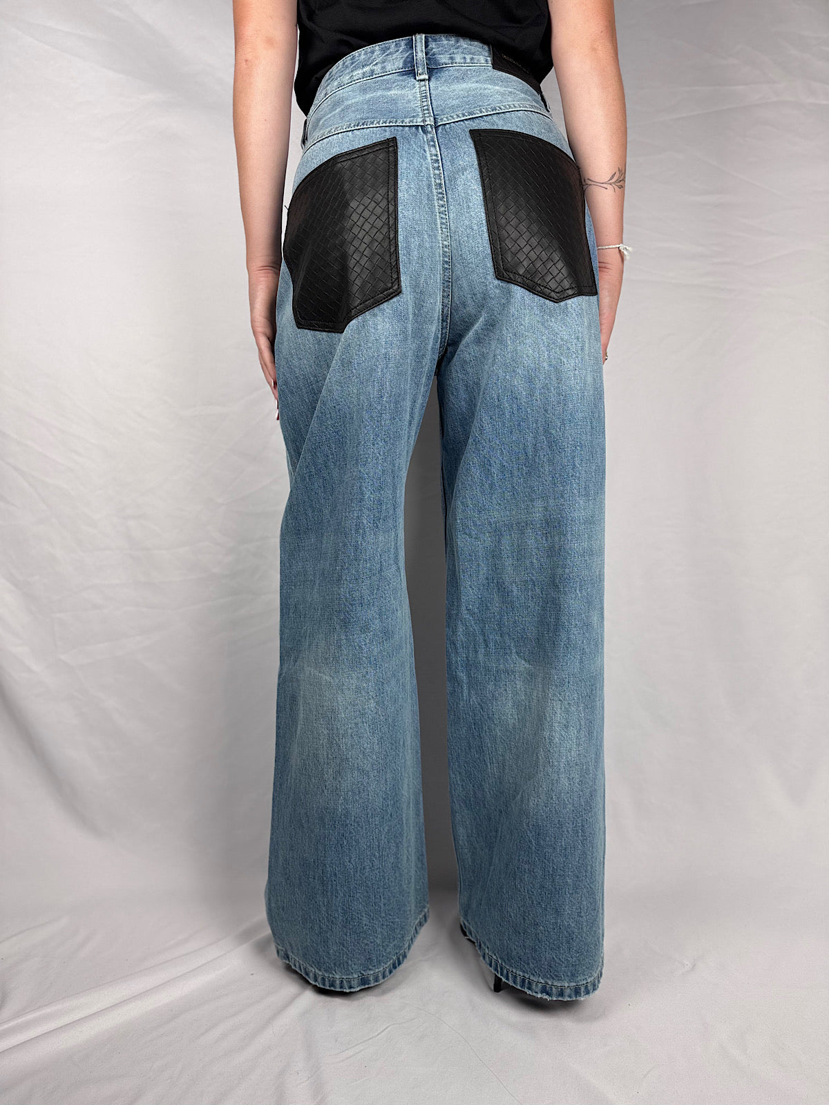 Pantalone Denim Tensione In Tasca Intrecciata Nero