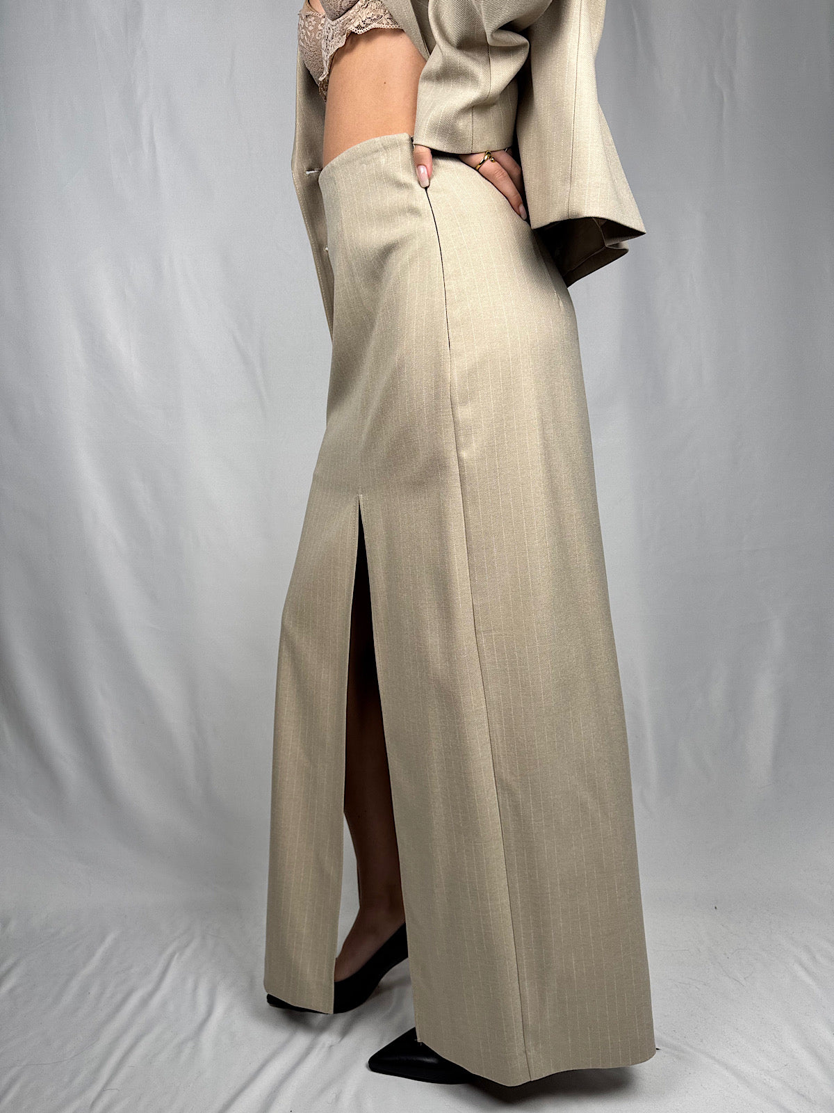 Gonna Lunga con Spacchi Frontali  Vicolo Beige