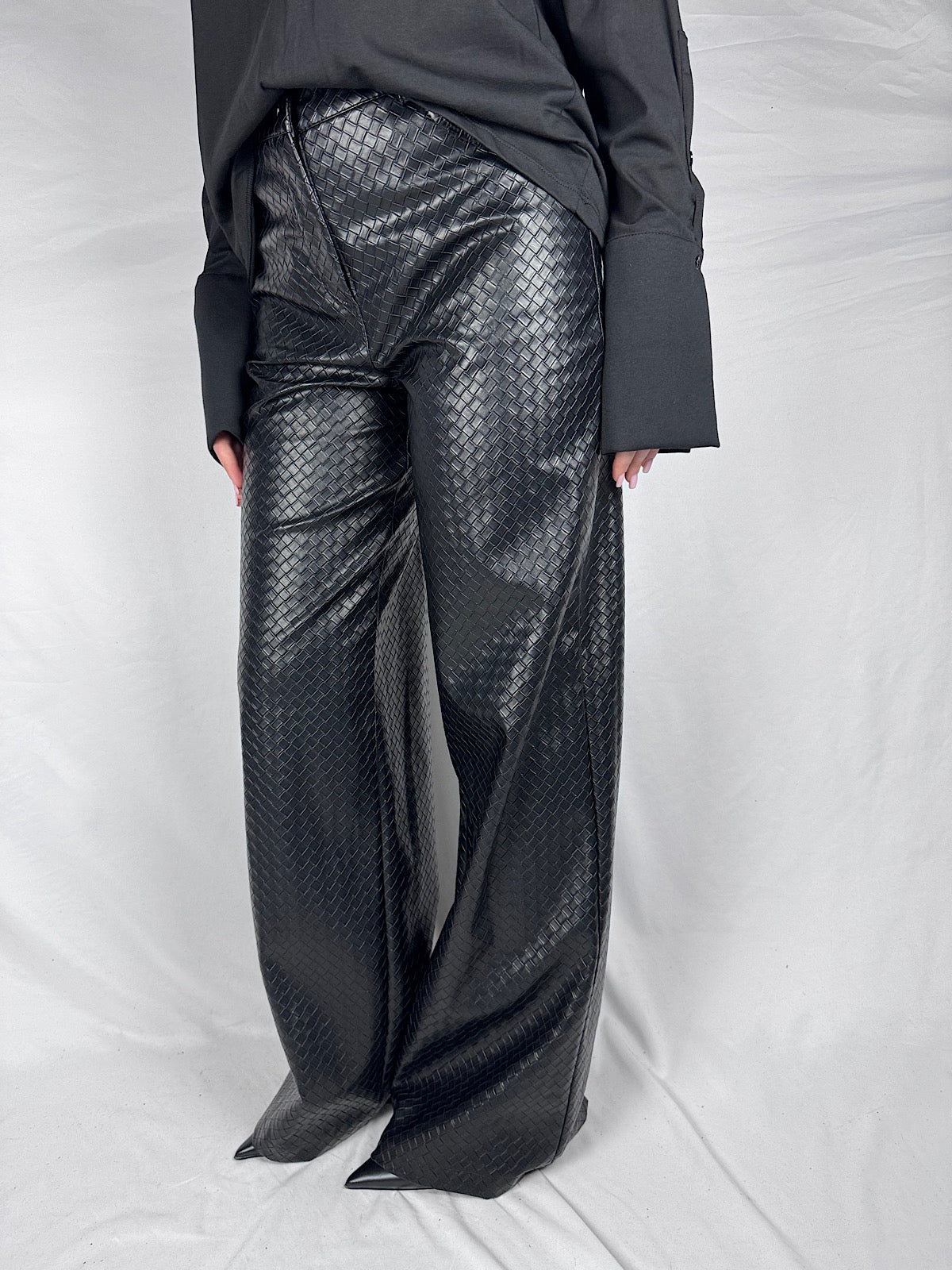 Pantalone Intreccio Ecopelle Kaos Nero