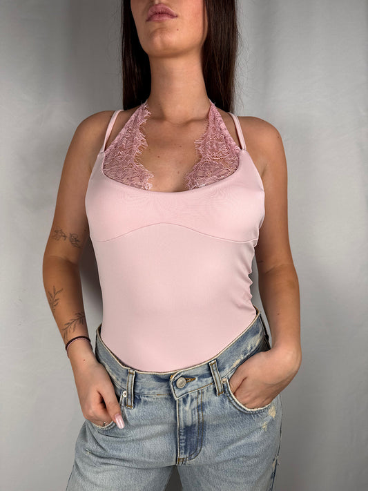 Body con Pizzo Armonia Rosa